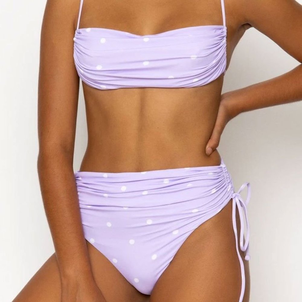 New Lavender polka dot bikini S